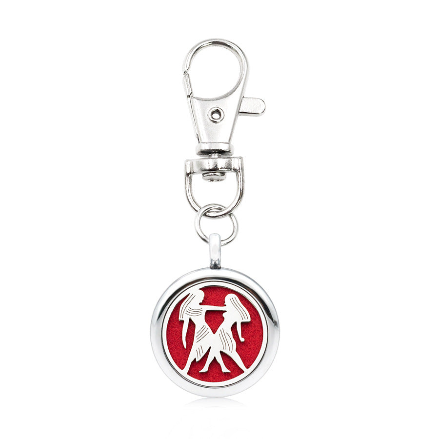Wholesale Alloy Zodiac Aromatherapy Essential Oil Keychain